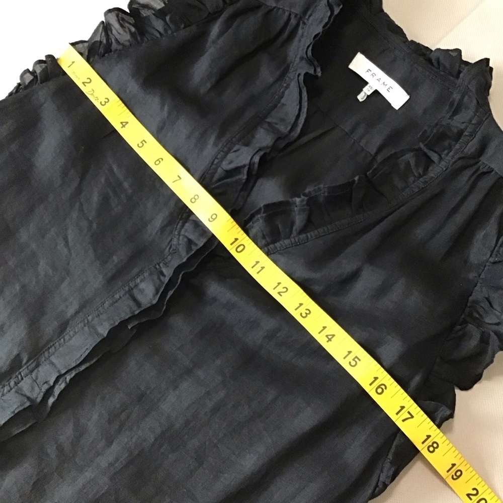 Frame Cotton Black Button Down Ruffle Mini Dress - Picture 10 of 12